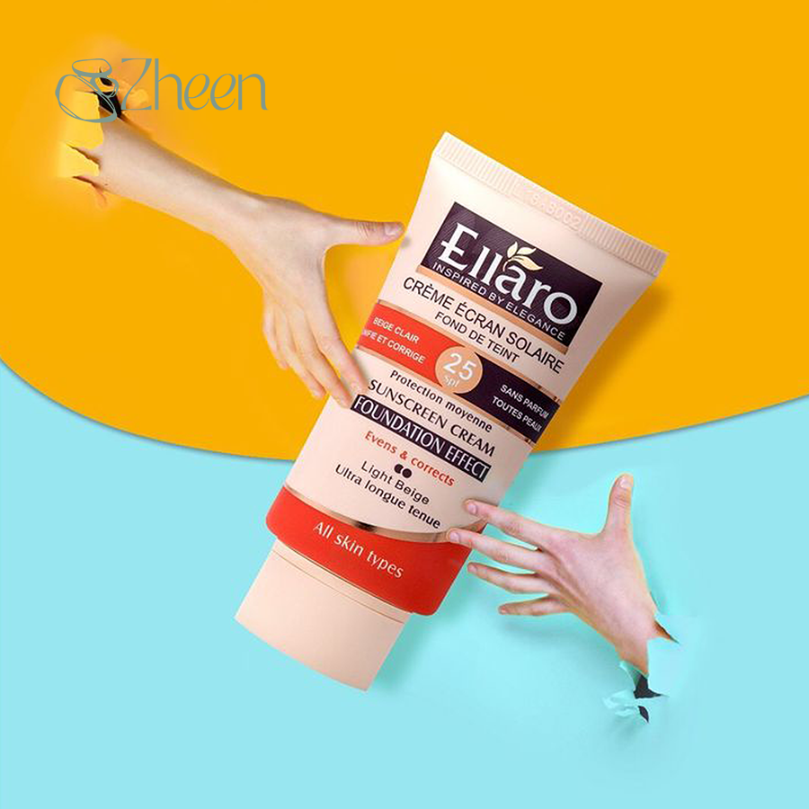 کرم ضد آفتاب رنگی الارو با SPF25 مناسب انواع پوست بژ روشن 40 میل